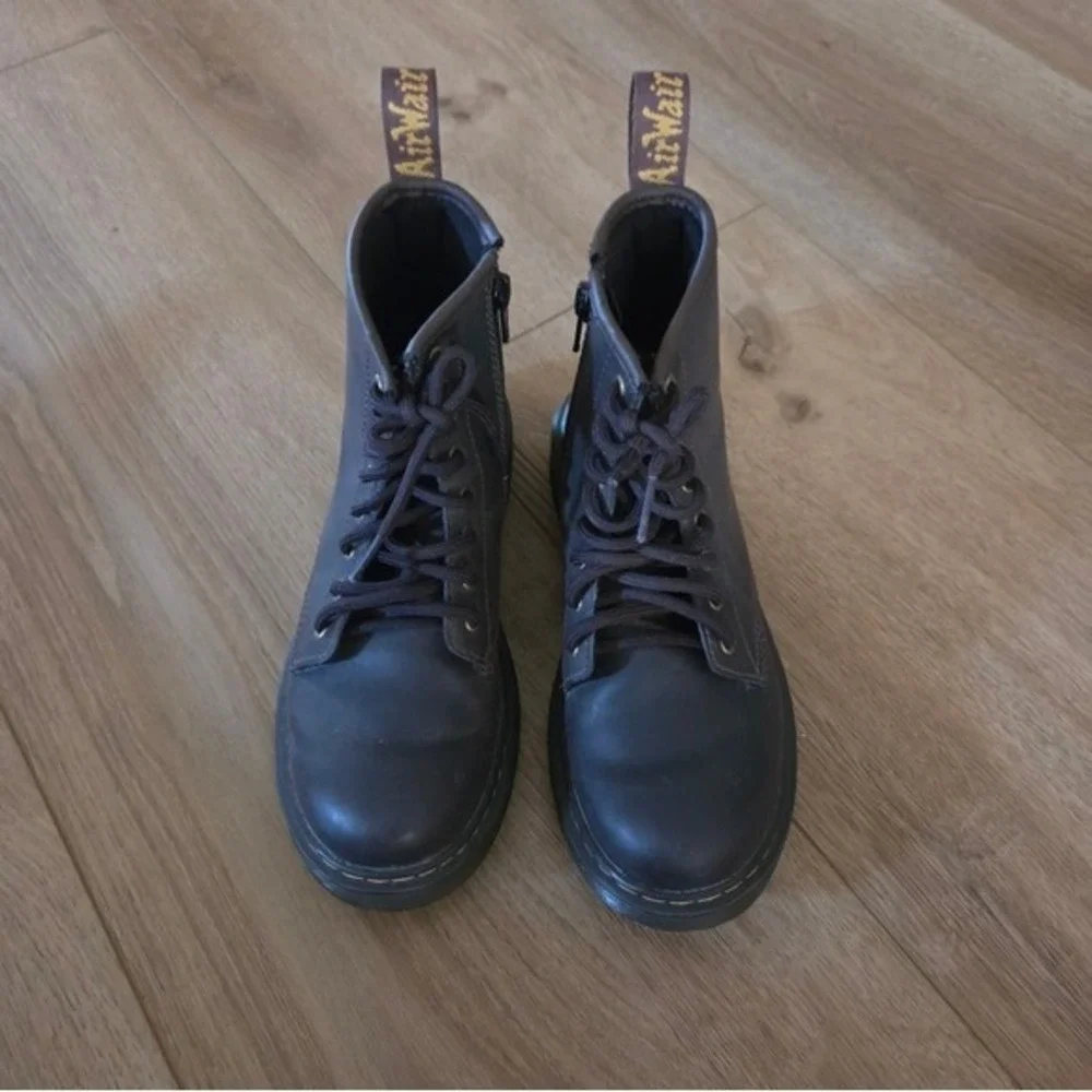 Dr. Martens 1460 J Junior Gaucho Leather Lace Up Side Zip Boots Brown US 3 1460J